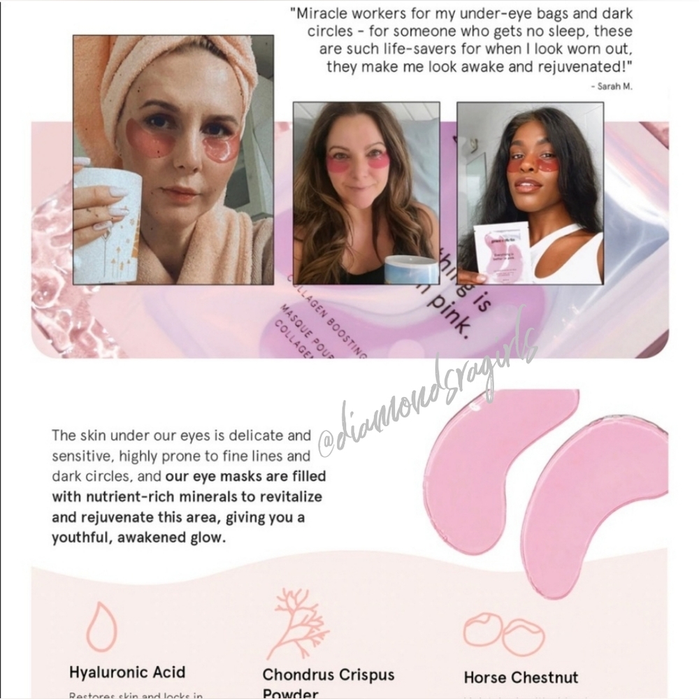 🪷5/$25! Five Grace & Stella Eye Masks Everything is Better in Pink NIP - Picture 9 of 15